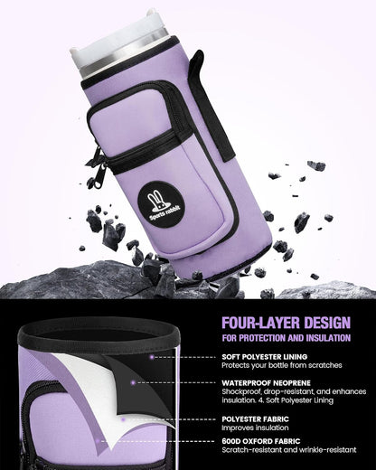 Universal Water Bottle Holder with Strap & Phone Pocket