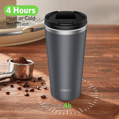 Insulated Coffee Mug with Ceramic Coating, 18oz Travel Mug with Leak-proof Lid, Vacuum Double-wall Tumbler, Stainless Steel Thermal Cup for Tea, Hot Cocoa, Cold Beverage, Ice Drinks