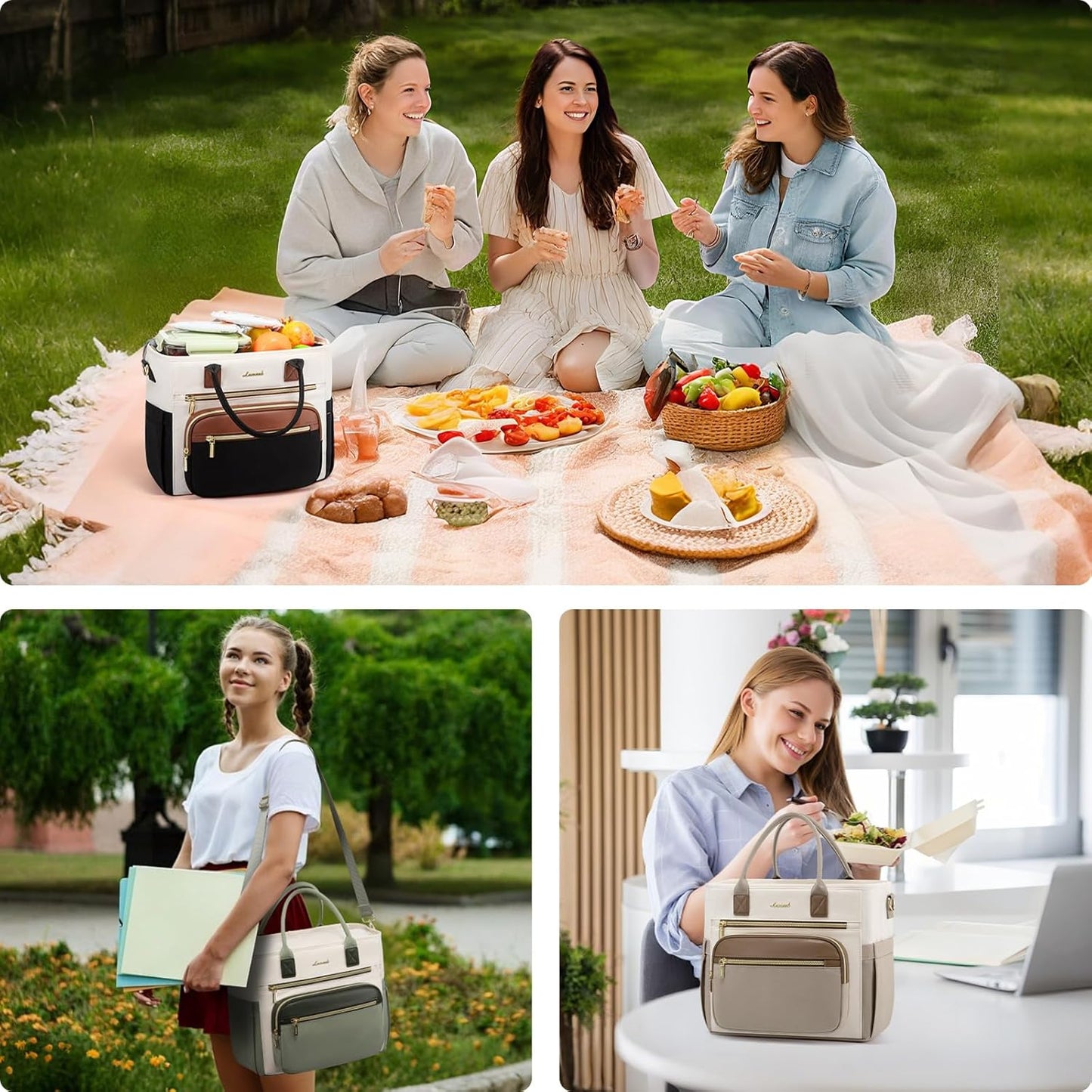 Insulated Lunch Box for Women,Large Adult Lunch Cooler Bag Women | Wide Opening Leakproof Cooler Bag with Cup Holder,Lunch Teacher Tote Bag for Work,Picnic,Beach,Family,College,Gift,13L - Colors A