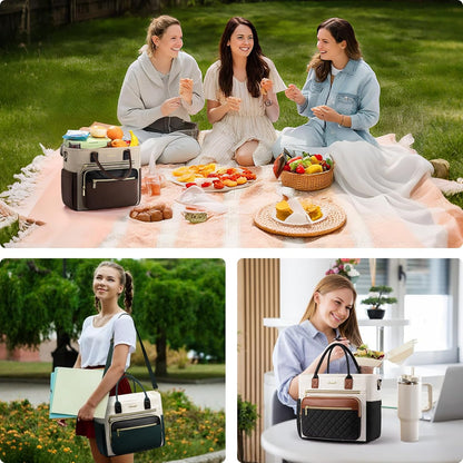 Insulated Lunch Box for Women,Large Adult Lunch Cooler Bag Women | Wide Opening Leakproof Cooler Bag with Cup Holder,Lunch Teacher Tote Bag for Work,Picnic,Beach,Family,College,Gift,13L - Colors A