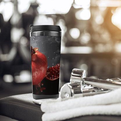 Pomegranate Travel Mugs Reusable Leak-Proof Car Cup Stainless Steel Inner Liner Tumbler Fashion Double-Layer Insulated Coffee Mug for Camping Office Vehicles