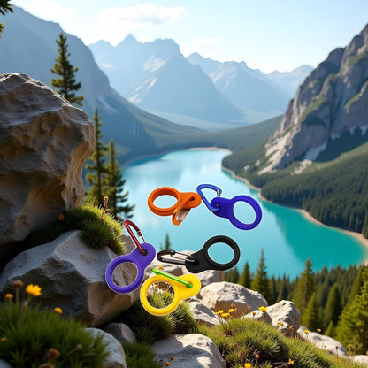 6 Pcs Silicone Water Bottle Buckle with Carabiner Clip Portable Secure Bottle Holder Water Bottle Hanging Rings Silicone Water Bottle Buckle Portable Hiking Camping, Water Bottle Accessories