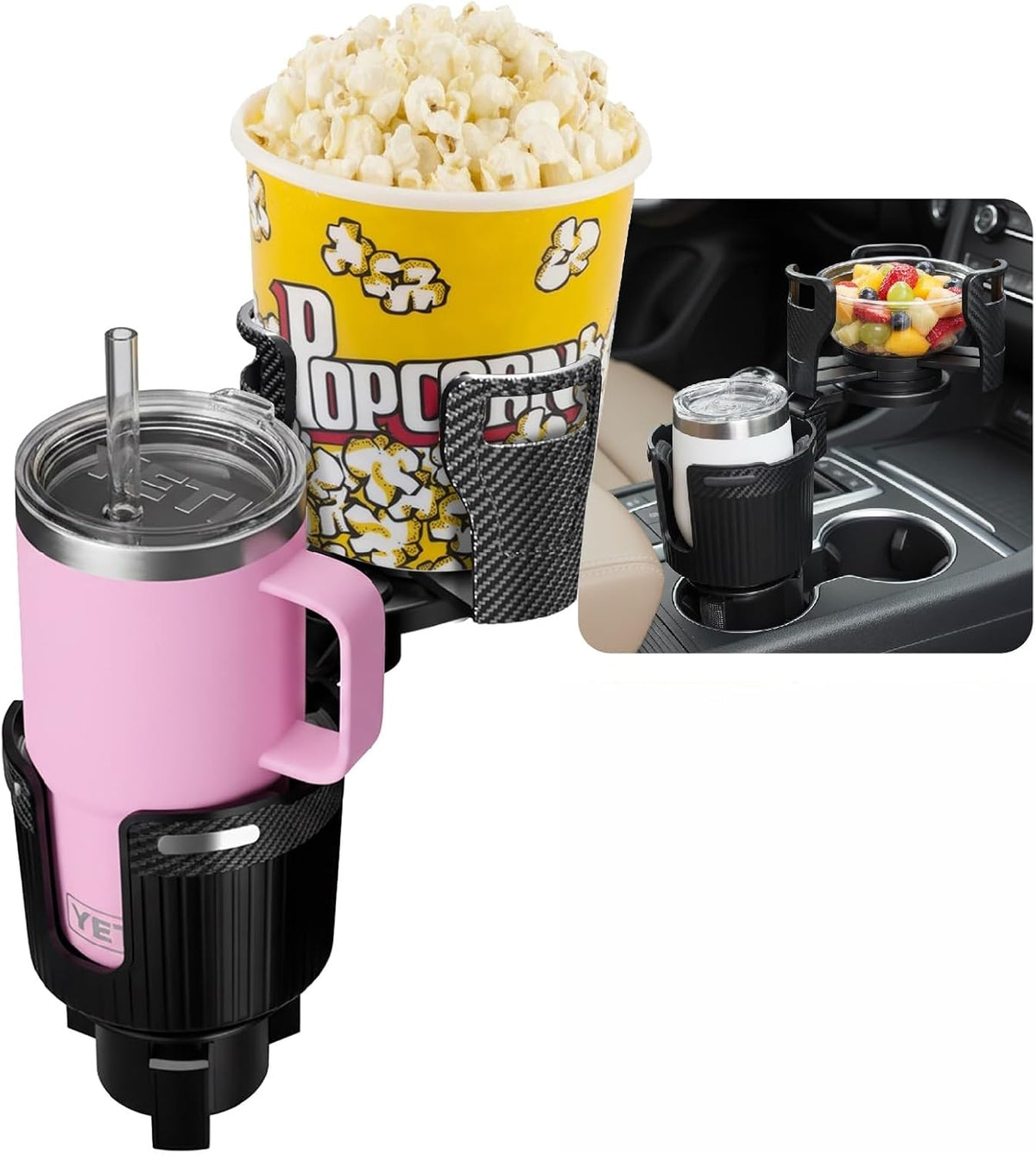 Car Cup Holder Expander, 2 in 1 Extra Cup Holder for Car, Double Automotive Holder Extender Adapter, Compatible with Hydro Flask, Yeti, Nalgene, 32/40 oz Large Bottles Drinks Mugs