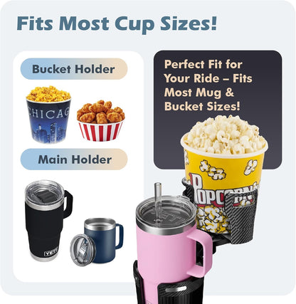 Car Cup Holder Expander, 2 in 1 Extra Cup Holder for Car, Double Automotive Holder Extender Adapter, Compatible with Hydro Flask, Yeti, Nalgene, 32/40 oz Large Bottles Drinks Mugs