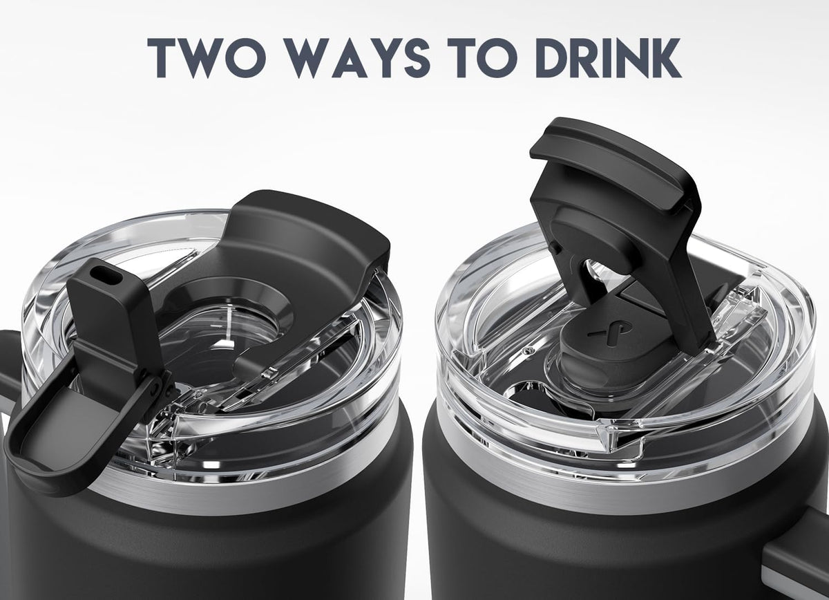 32 oz Tumbler with Handle, Insulated Tumbler with Lid and Straw, Stainless Steel Travel Mug, Keeps Cold for 24 Hours, 100% Leak Proof, Fits in Car Cup Holder (Night)