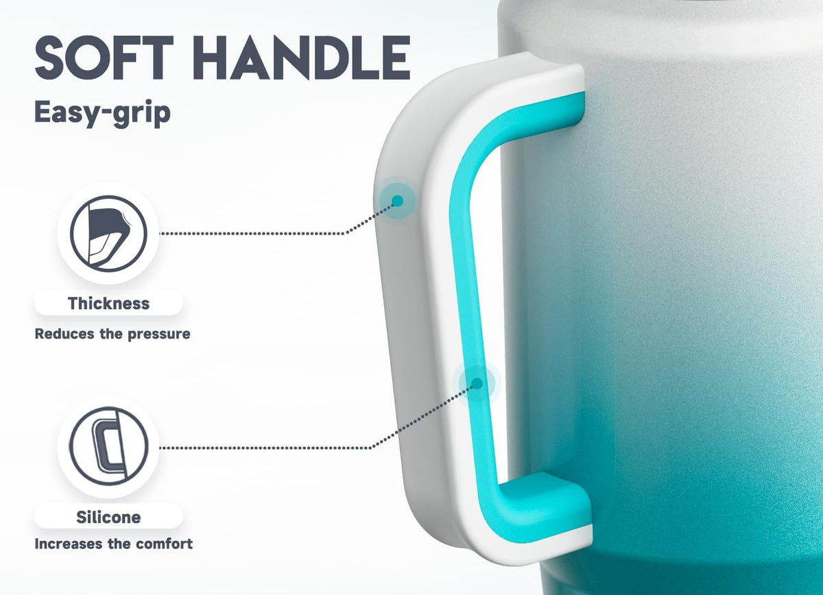 32 oz Tumbler with Handle, Insulated Tumbler with Lid and Straw, Stainless Steel Travel Mug, Keeps Cold for 24 Hours, 100% Leak Proof, Fits in Car Cup Holder (Night)