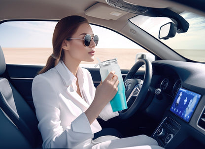 32 oz Tumbler with Handle, Insulated Tumbler with Lid and Straw, Stainless Steel Travel Mug, Keeps Cold for 24 Hours, 100% Leak Proof, Fits in Car Cup Holder (Night)