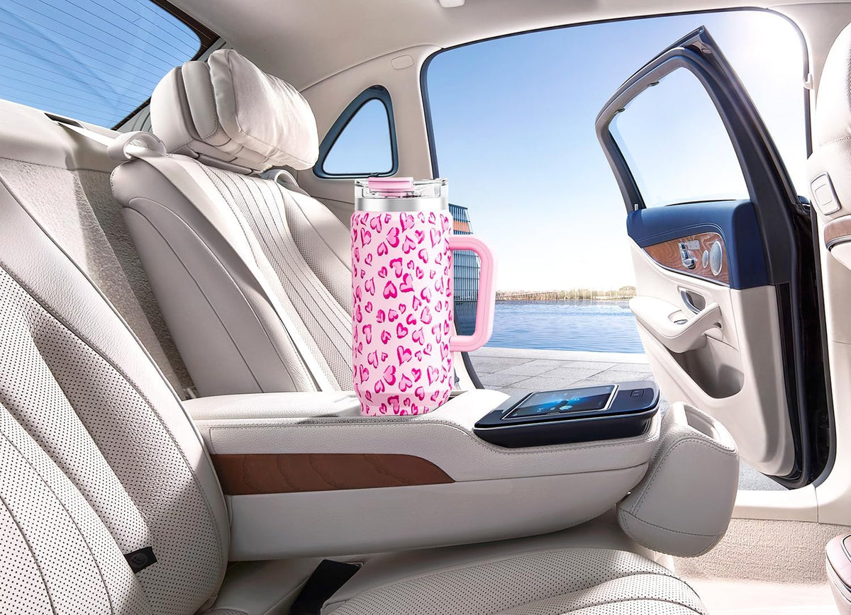 32 oz Tumbler with Handle, Insulated Tumbler with Lid and Straw, Stainless Steel Travel Mug, Keeps Cold for 24 Hours, 100% Leak Proof, Fits in Car Cup Holder (Night)