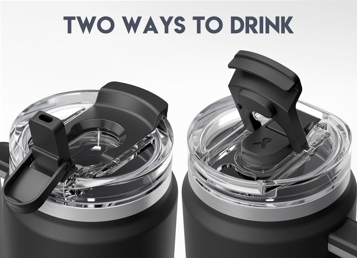 32 oz Tumbler with Handle, Insulated Tumbler with Lid and Straw, Stainless Steel Travel Mug, Keeps Cold for 24 Hours, 100% Leak Proof, Fits in Car Cup Holder (Night)