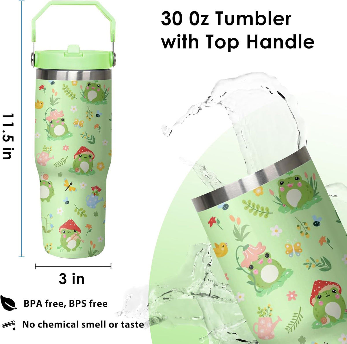 30 oz Peacock Blue Flip Straw Tumbler with Top Handle for Peacock Blue Lover Resuable Vacuum Insulated Flip Top Water bottle for Home Office Car