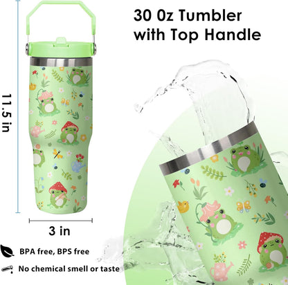 30 oz Peacock Blue Flip Straw Tumbler with Top Handle for Peacock Blue Lover Resuable Vacuum Insulated Flip Top Water bottle for Home Office Car