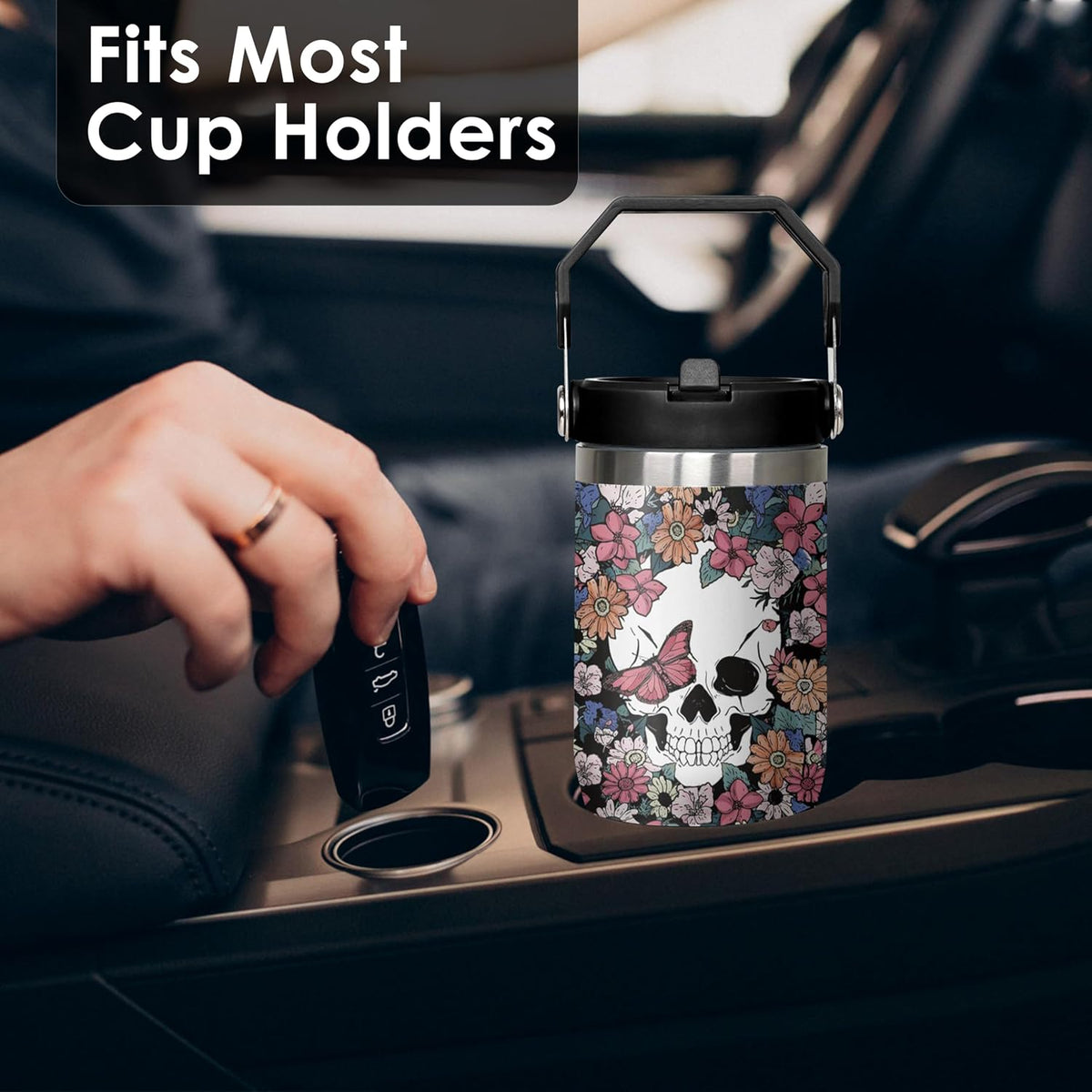30 oz Peacock Blue Flip Straw Tumbler with Top Handle for Peacock Blue Lover Resuable Vacuum Insulated Flip Top Water bottle for Home Office Car