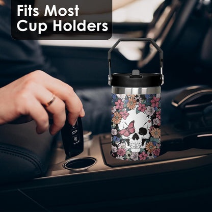 30 oz Peacock Blue Flip Straw Tumbler with Top Handle for Peacock Blue Lover Resuable Vacuum Insulated Flip Top Water bottle for Home Office Car