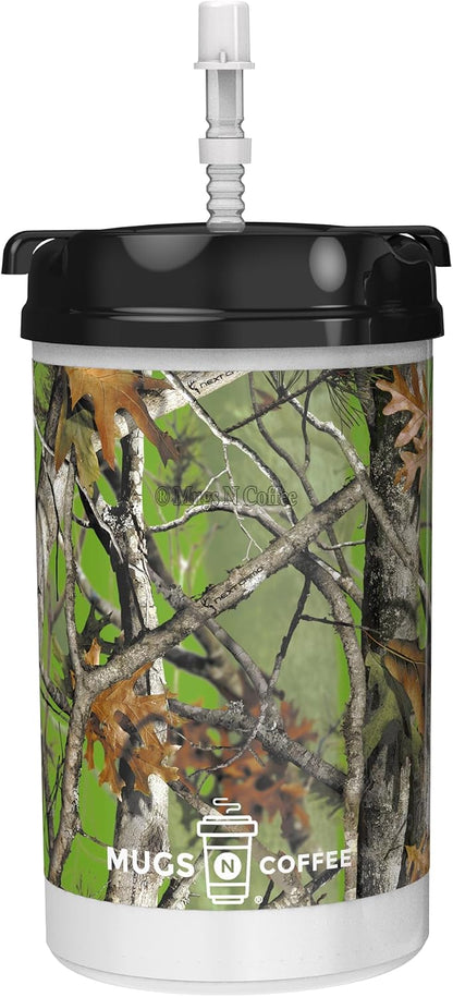 32 oz Travel Mug – Next Camo White Insulated Mug for Cold Drinks – Double Wall, Large Handle – BPA-Free, Leak-Resistant – Includes Lid and Straw – Made in USA