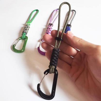 Paracord Keychain - Triangle/D-Shaped Carabiner Clip with Lanyard for Hanging Water Bottle, Key, Backpacks and More