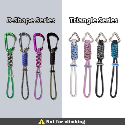 Paracord Keychain - Triangle/D-Shaped Carabiner Clip with Lanyard for Hanging Water Bottle, Key, Backpacks and More
