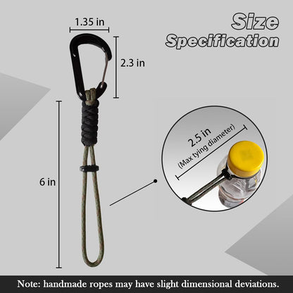Paracord Keychain - Triangle/D-Shaped Carabiner Clip with Lanyard for Hanging Water Bottle, Key, Backpacks and More