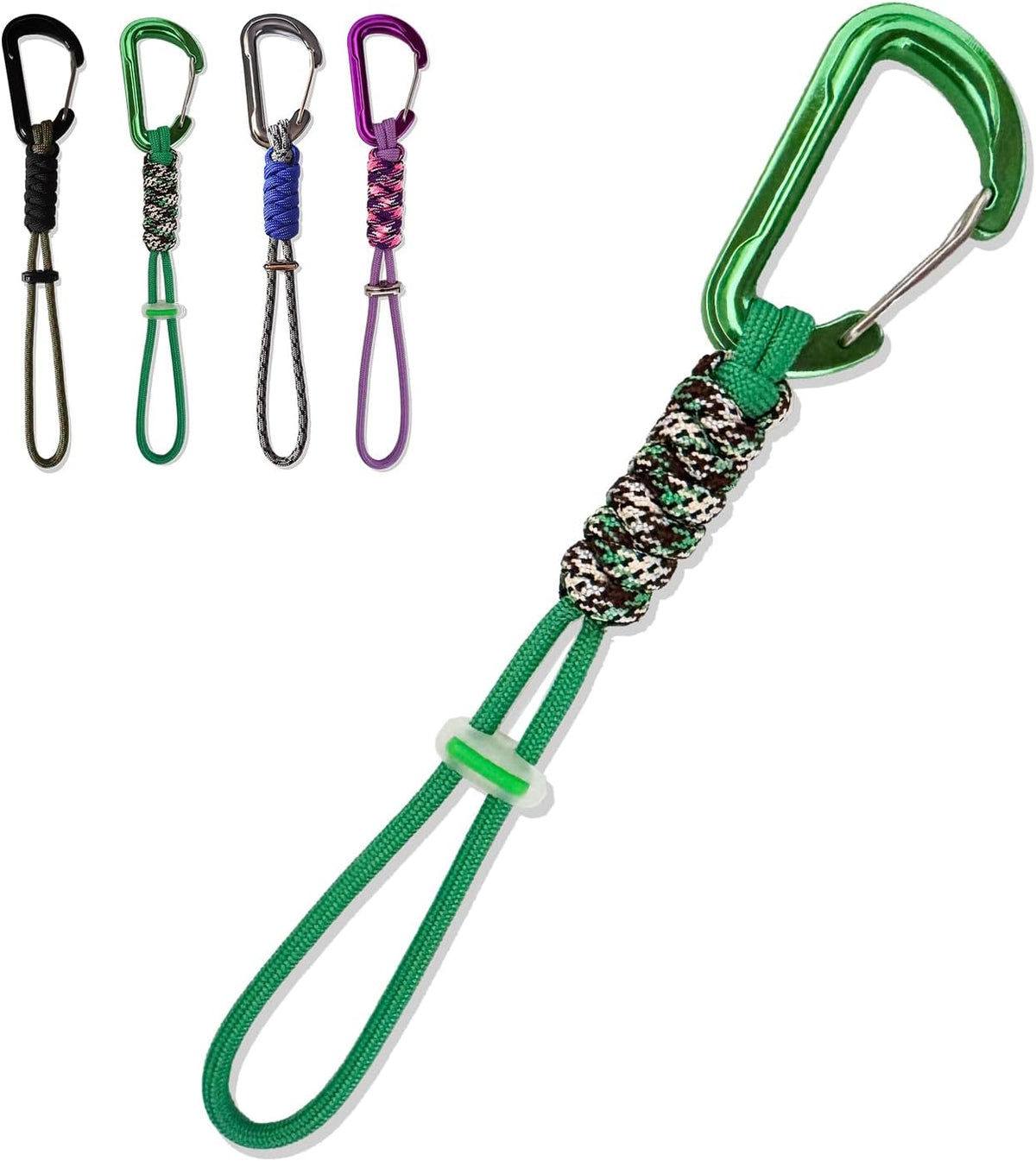 Paracord Keychain - Triangle/D-Shaped Carabiner Clip with Lanyard for Hanging Water Bottle, Key, Backpacks and More