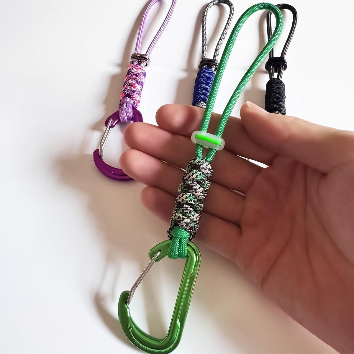Paracord Keychain - Triangle/D-Shaped Carabiner Clip with Lanyard for Hanging Water Bottle, Key, Backpacks and More