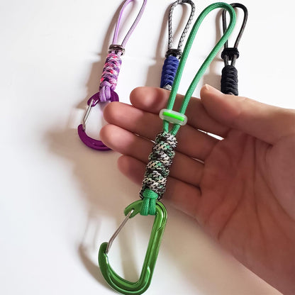 Paracord Keychain - Triangle/D-Shaped Carabiner Clip with Lanyard for Hanging Water Bottle, Key, Backpacks and More