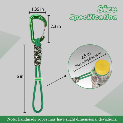 Paracord Keychain - Triangle/D-Shaped Carabiner Clip with Lanyard for Hanging Water Bottle, Key, Backpacks and More