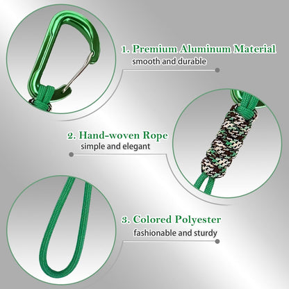 Paracord Keychain - Triangle/D-Shaped Carabiner Clip with Lanyard for Hanging Water Bottle, Key, Backpacks and More
