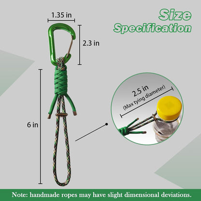 Paracord Keychain - Triangle/D-Shaped Carabiner Clip with Lanyard for Hanging Water Bottle, Key, Backpacks and More