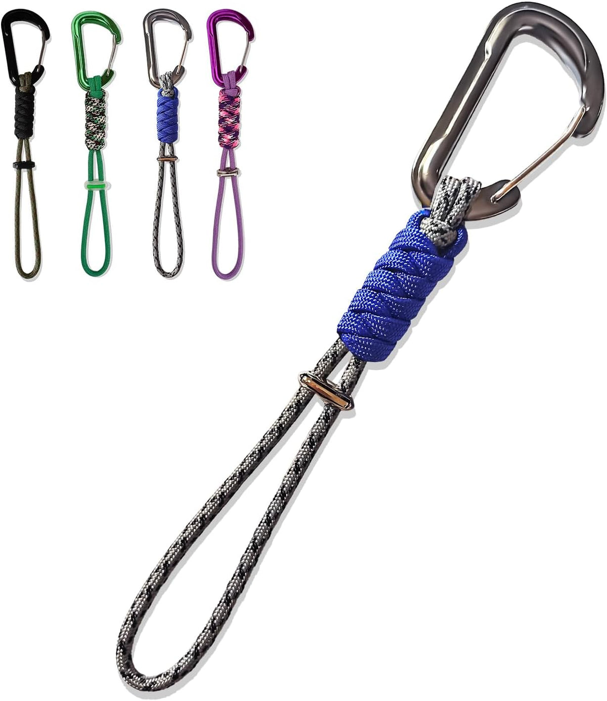Paracord Keychain - Triangle/D-Shaped Carabiner Clip with Lanyard for Hanging Water Bottle, Key, Backpacks and More