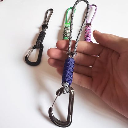 Paracord Keychain - Triangle/D-Shaped Carabiner Clip with Lanyard for Hanging Water Bottle, Key, Backpacks and More