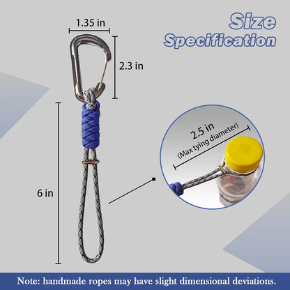 Paracord Keychain - Triangle/D-Shaped Carabiner Clip with Lanyard for Hanging Water Bottle, Key, Backpacks and More