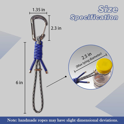 Paracord Keychain - Triangle/D-Shaped Carabiner Clip with Lanyard for Hanging Water Bottle, Key, Backpacks and More