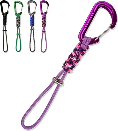 Paracord Keychain - Triangle/D-Shaped Carabiner Clip with Lanyard for Hanging Water Bottle, Key, Backpacks and More