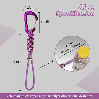 Paracord Keychain - Triangle/D-Shaped Carabiner Clip with Lanyard for Hanging Water Bottle, Key, Backpacks and More
