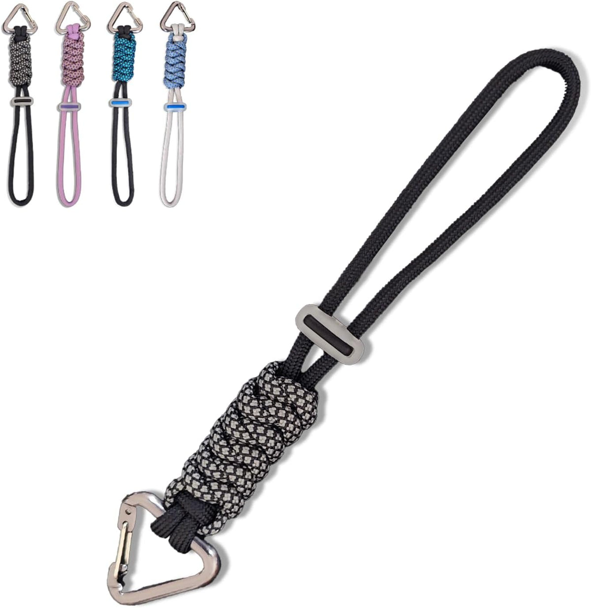 Paracord Keychain - Triangle/D-Shaped Carabiner Clip with Lanyard for Hanging Water Bottle, Key, Backpacks and More