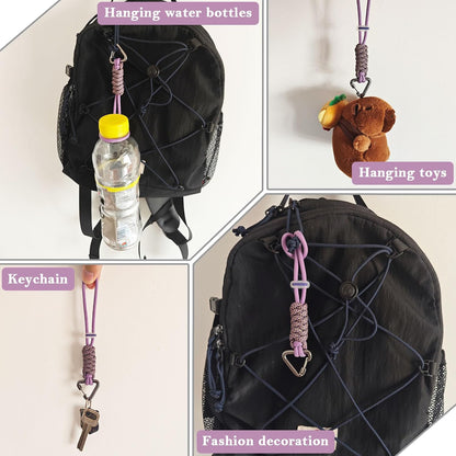 Paracord Keychain - Triangle/D-Shaped Carabiner Clip with Lanyard for Hanging Water Bottle, Key, Backpacks and More