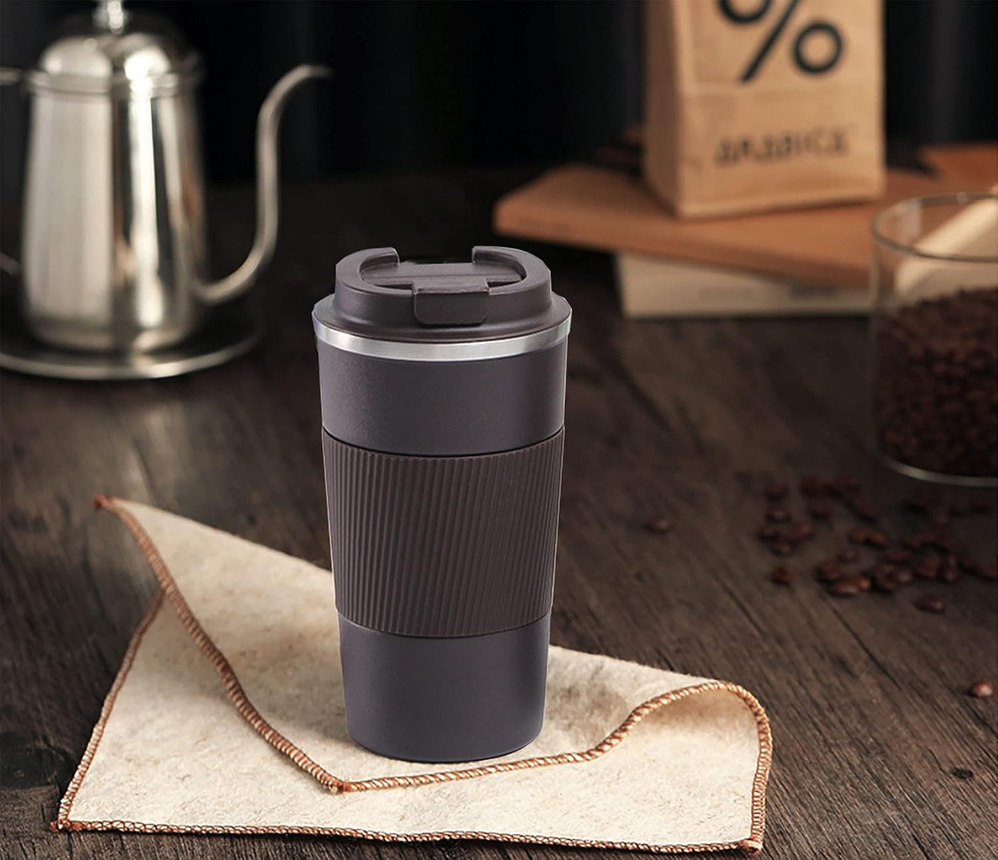 17oz Stainless Steel Vacuum Insulated Coffee Travel Mug for Ice Drink & Hot Beverage, Double Wall Travel Tumbler Cups with Spill Proof Lid for Men and Women (GREEN)