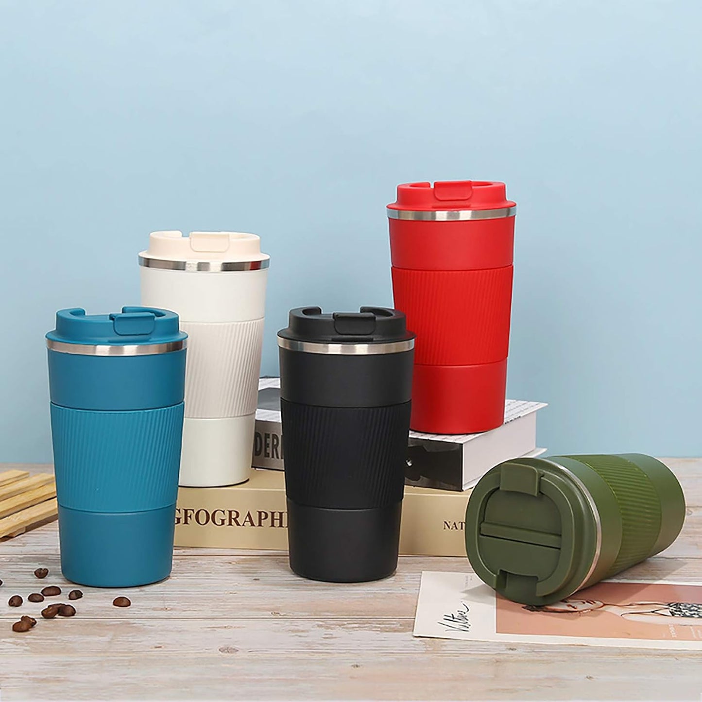 17oz Stainless Steel Vacuum Insulated Coffee Travel Mug for Ice Drink & Hot Beverage, Double Wall Travel Tumbler Cups with Spill Proof Lid for Men and Women (GREEN)