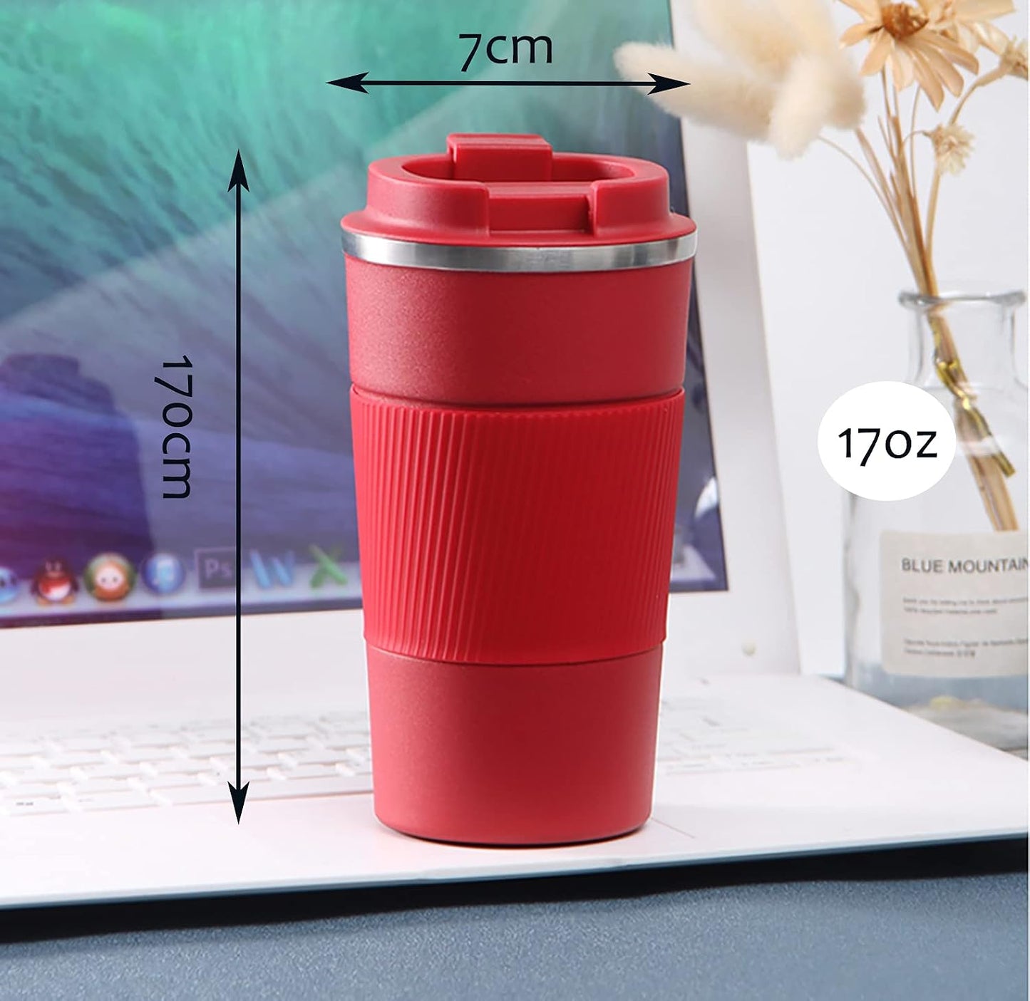 17oz Stainless Steel Vacuum Insulated Coffee Travel Mug for Ice Drink & Hot Beverage, Double Wall Travel Tumbler Cups with Spill Proof Lid for Men and Women (GREEN)
