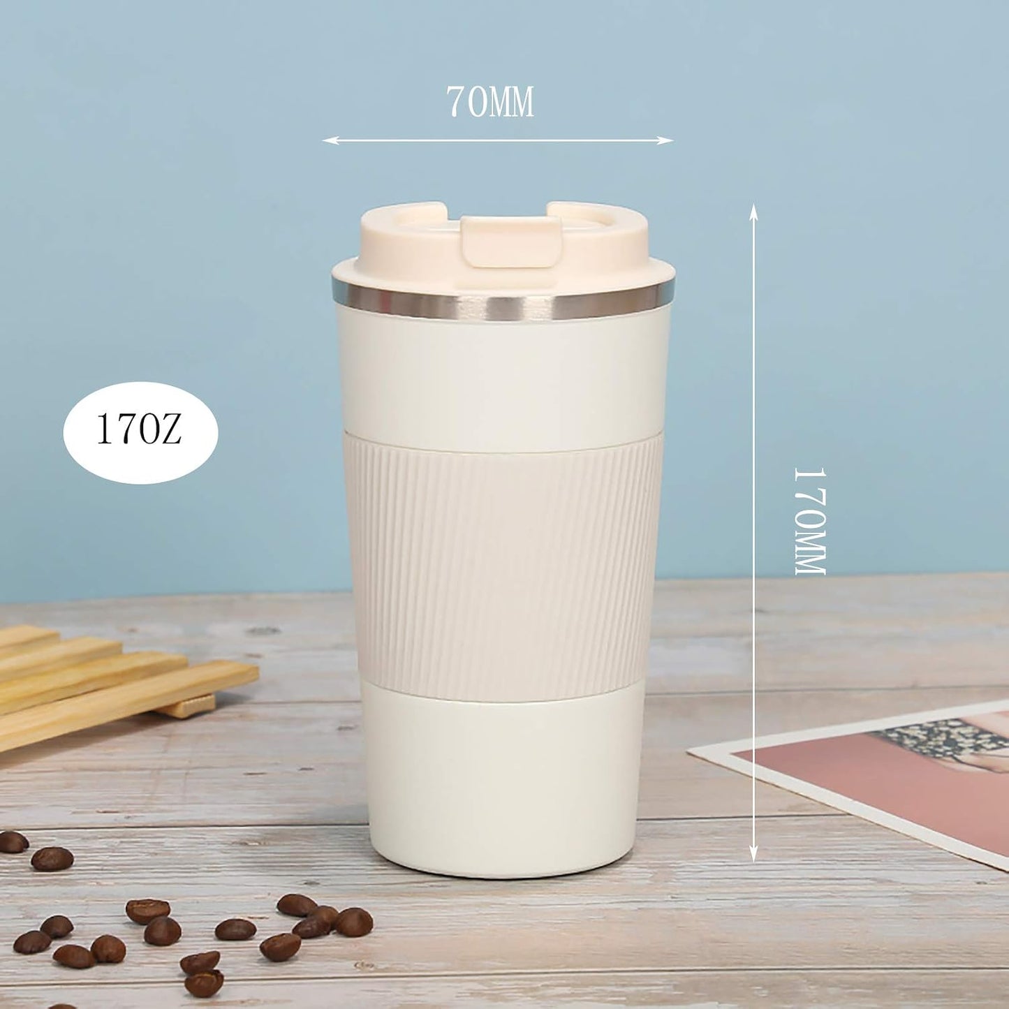 17oz Stainless Steel Vacuum Insulated Coffee Travel Mug for Ice Drink & Hot Beverage, Double Wall Travel Tumbler Cups with Spill Proof Lid for Men and Women (GREEN)