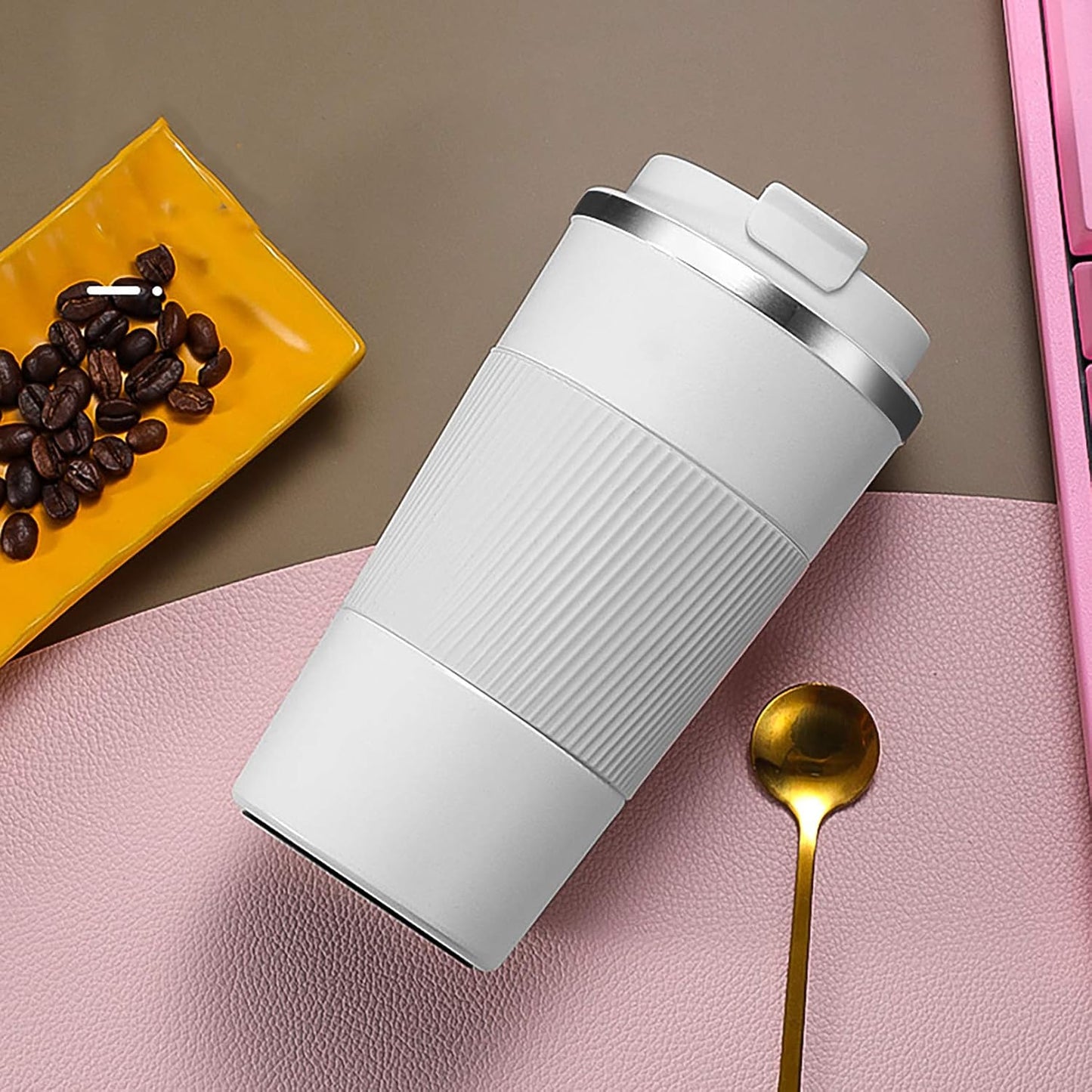 17oz Stainless Steel Vacuum Insulated Coffee Travel Mug for Ice Drink & Hot Beverage, Double Wall Travel Tumbler Cups with Spill Proof Lid for Men and Women (GREEN)
