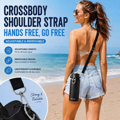 Insulated Water Bottle with Strap, 48-Hour Cold, 2 Lids
