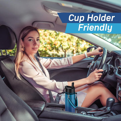 Insulated Water Bottle with Strap, 48-Hour Cold, 2 Lids