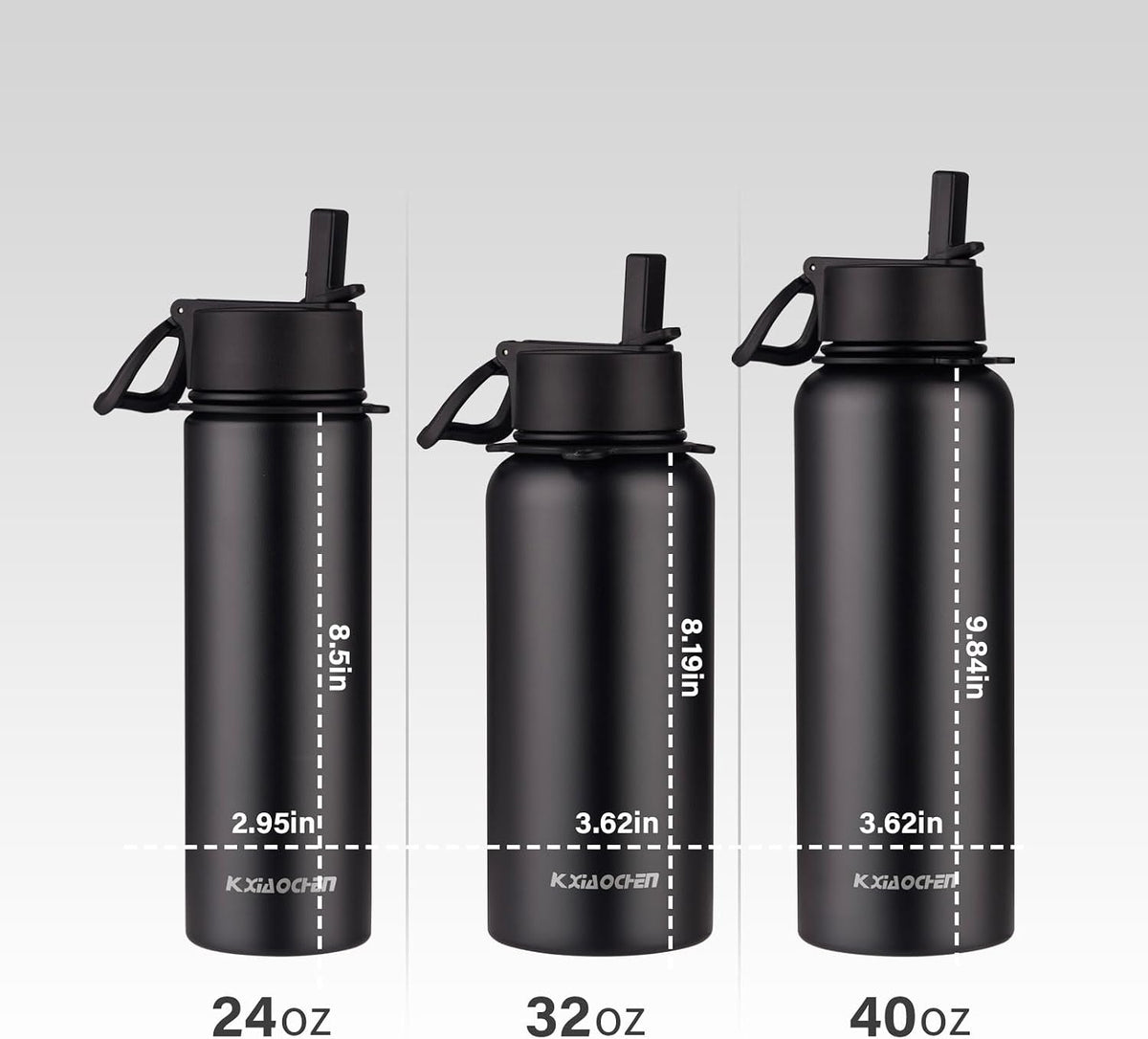 Insulated Water Bottle with Strap, 48-Hour Cold, 2 Lids