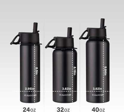 Insulated Water Bottle with Strap, 48-Hour Cold, 2 Lids