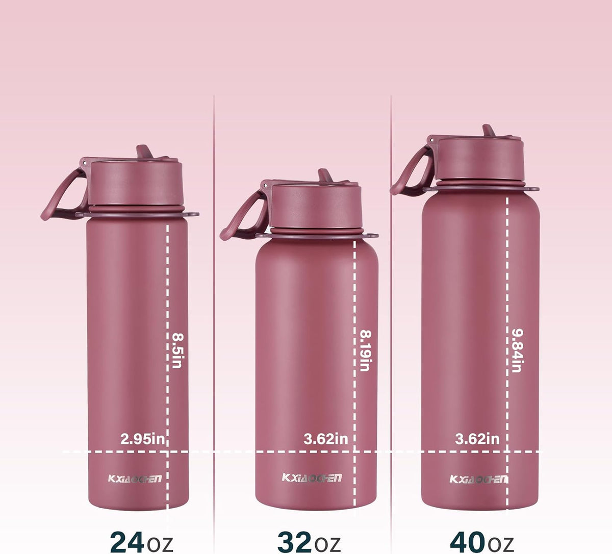 Insulated Water Bottle with Strap, 48-Hour Cold, 2 Lids