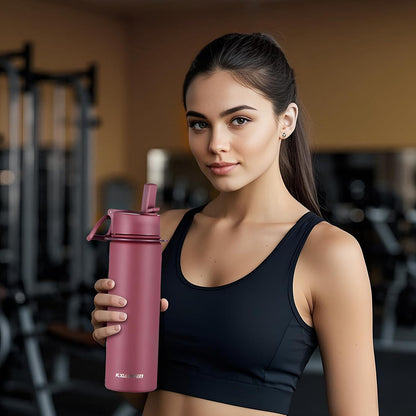 Insulated Water Bottle with Strap, 48-Hour Cold, 2 Lids