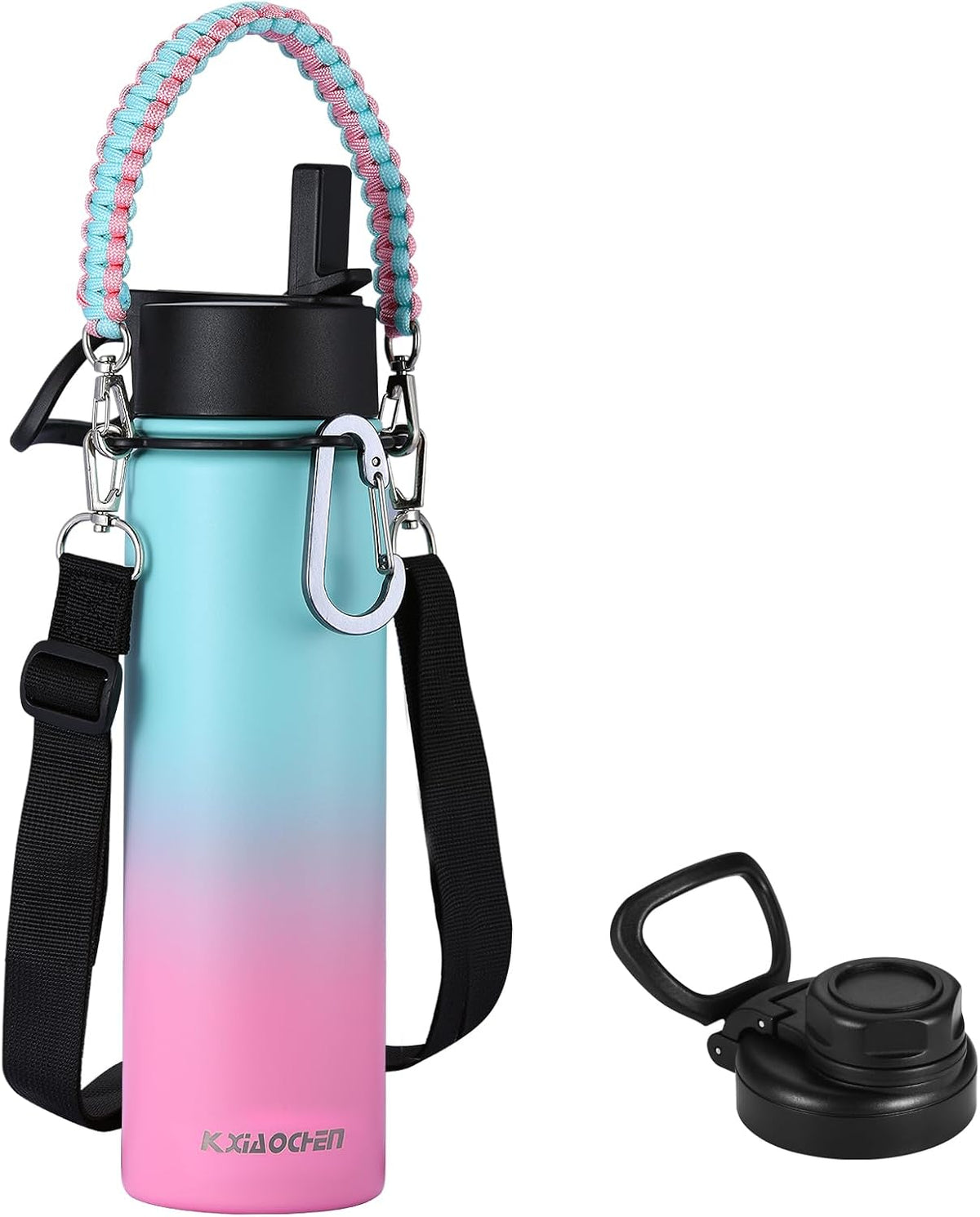 Insulated Water Bottle with Strap, 48-Hour Cold, 2 Lids