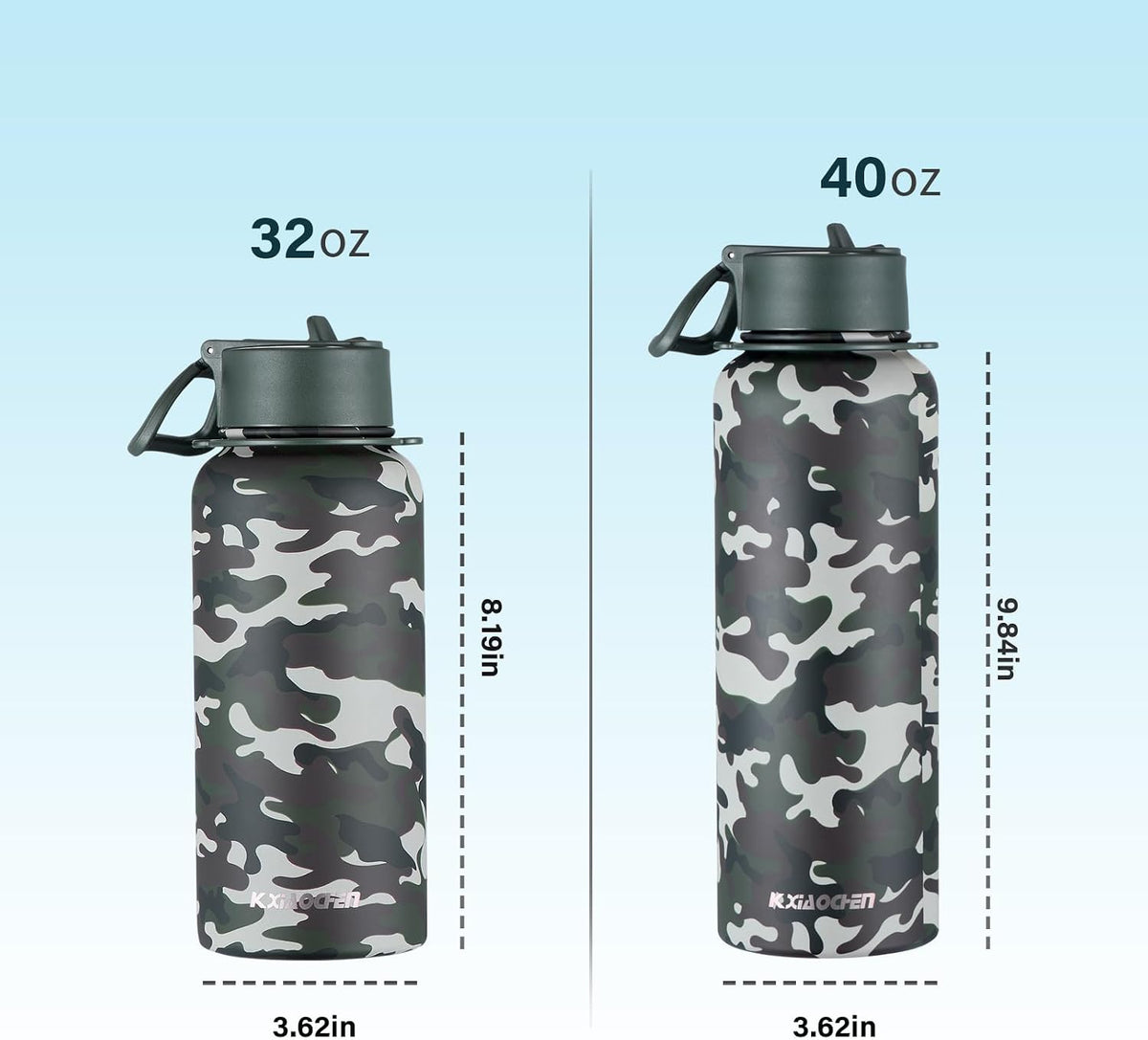 Insulated Water Bottle with Strap, 48-Hour Cold, 2 Lids