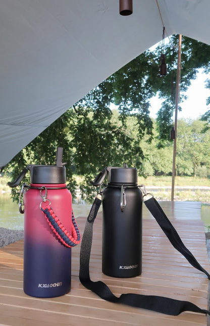 Insulated Water Bottle with Strap, 48-Hour Cold, 2 Lids