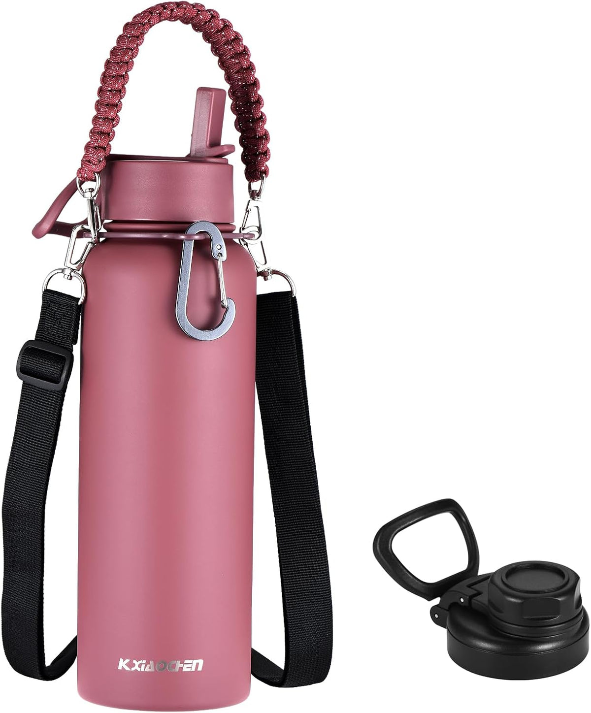 Insulated Water Bottle with Strap, 48-Hour Cold, 2 Lids